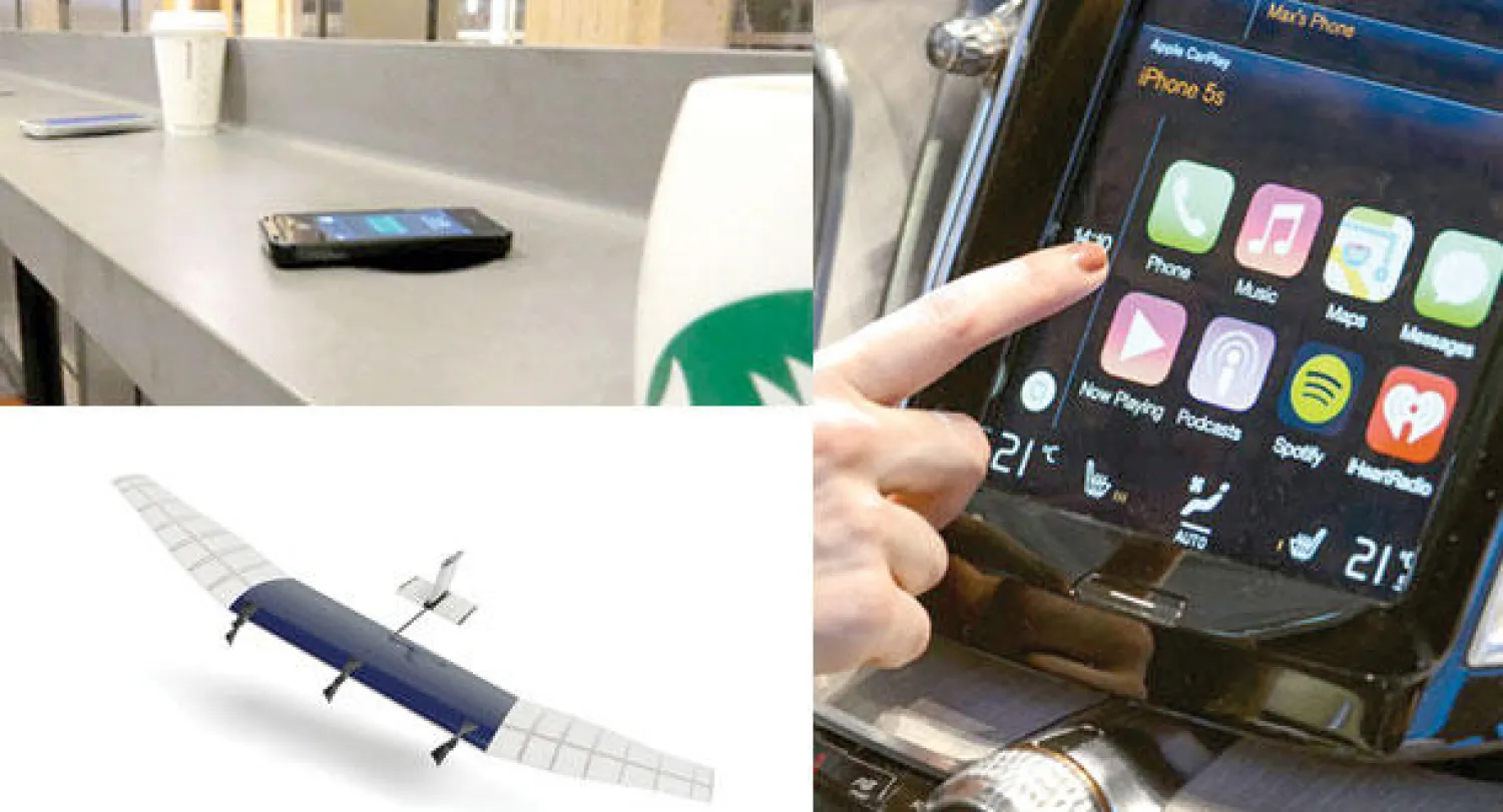 «أبل كار بلاي»  -  أجهزة الشحن اللاسلكي للجولات توفرها مقاهي «ستاربكس» لزبائنها  -  «طائرات واي- فاي»