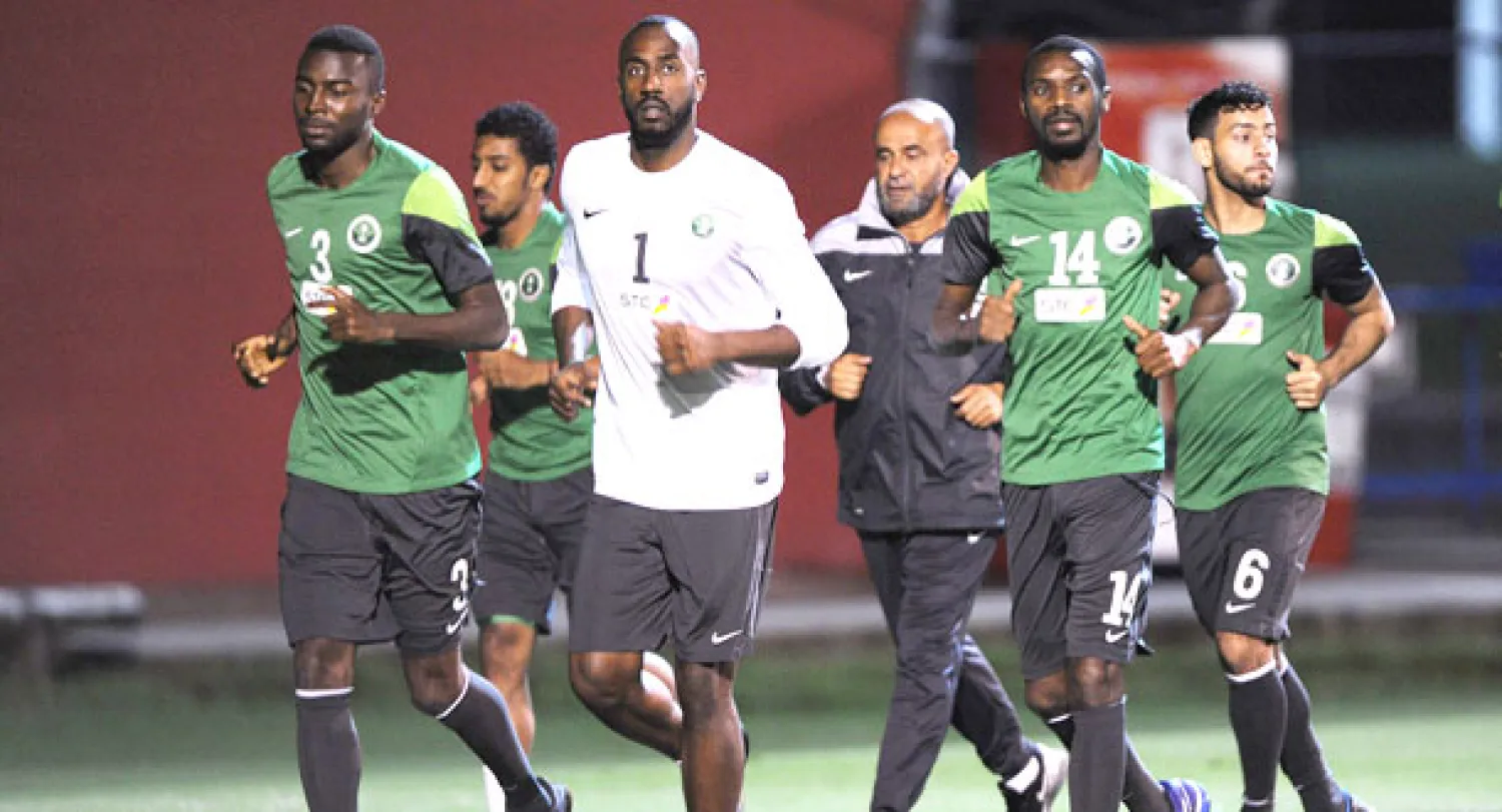 جانب من تدريبات الأخضر اليوم الاثنين 