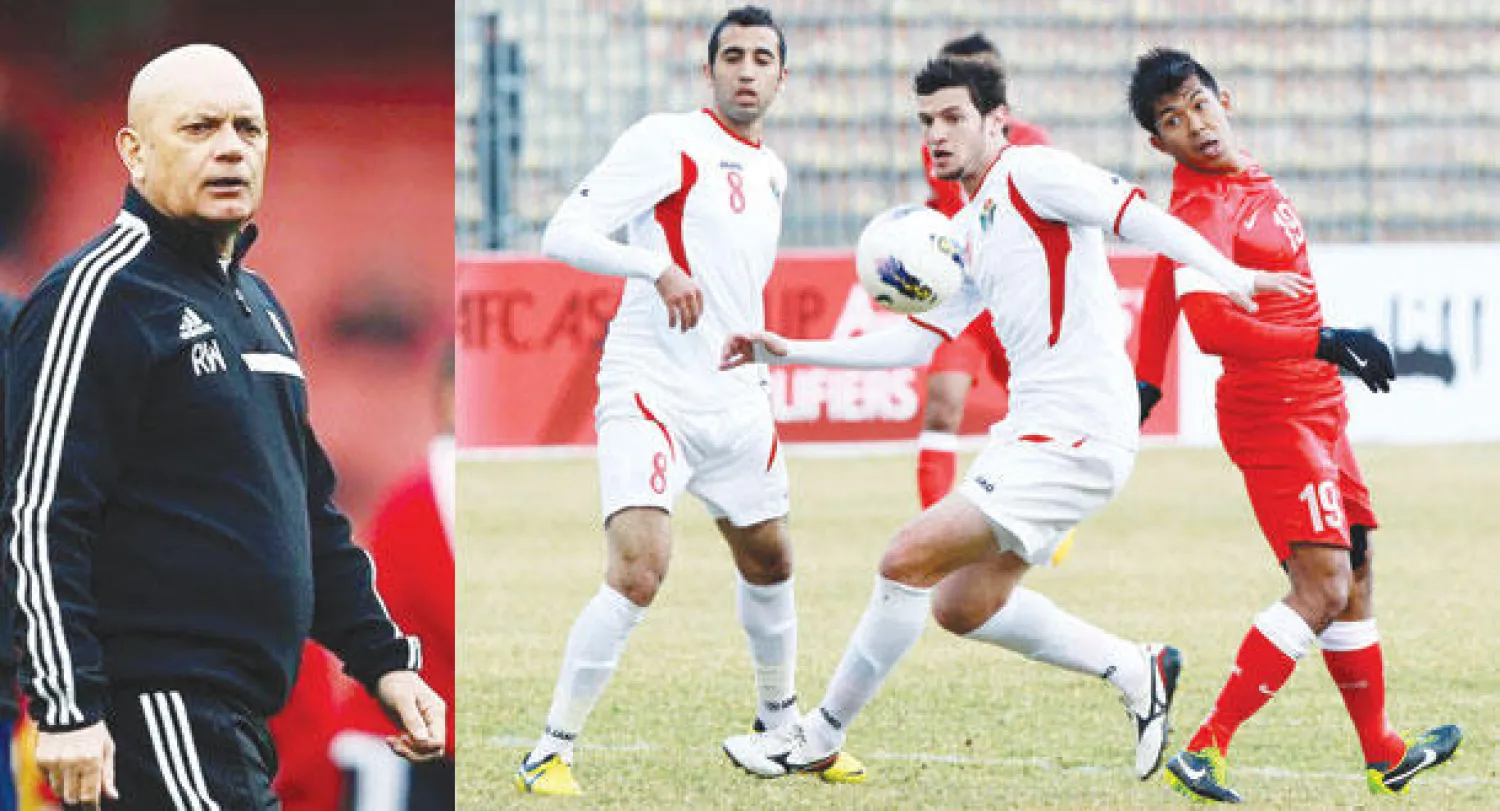 جانب من إحدى مباريات المنتخب الأردني السابقة  -  ويلكنز تنتظره مسؤولية صعبة  في آسيا