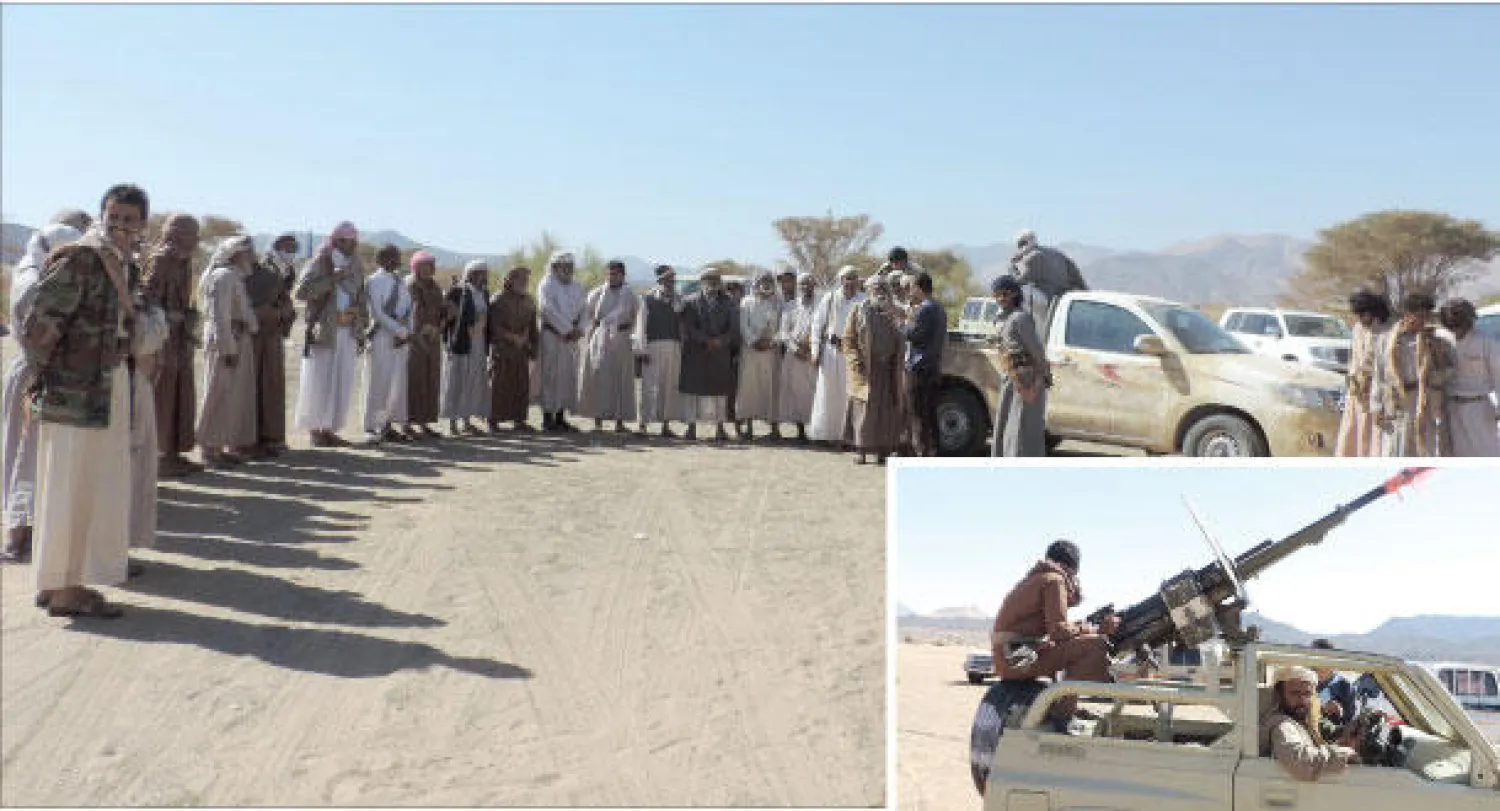 مقر إدارة مخيمات المطارح («الشرق الأوسط») و مضاد طائرات على متن سيارة معدلة محليا («الشرق الأوسط»)