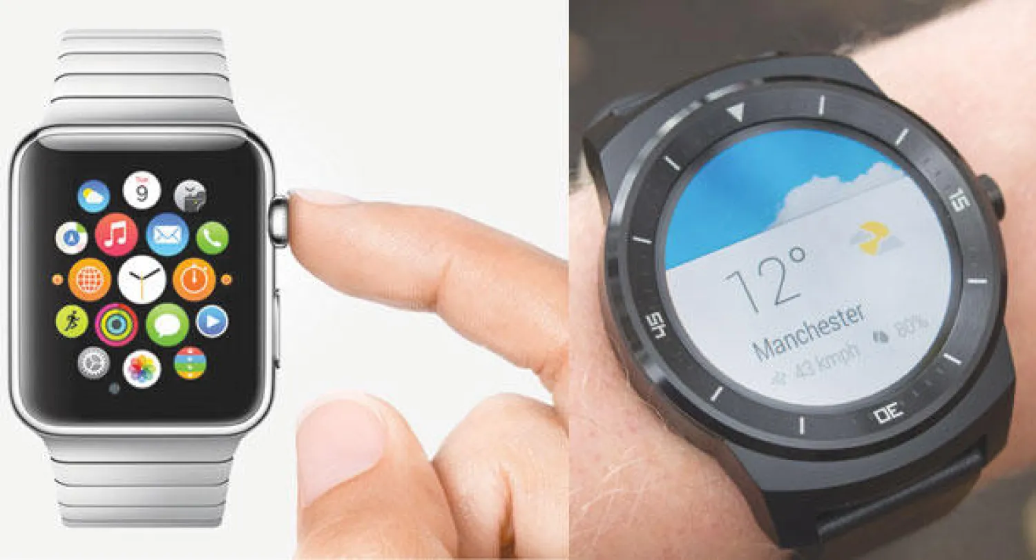 ساعة {جي ووتش آر} من {إل جي}  -  ساعة {أبل ووتش}