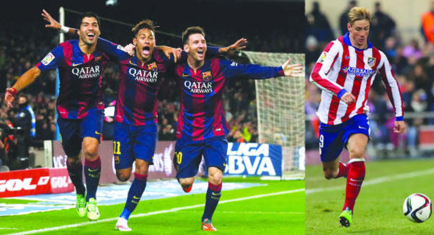 توريس استعاد تألقه بعد العودة إلى أتليتكو (أ.ف.ب)   -  ميسي ونيمار وسواريز.. ثلاثية في الدوري يسعون لتكرارها في الكأس (رويترز)