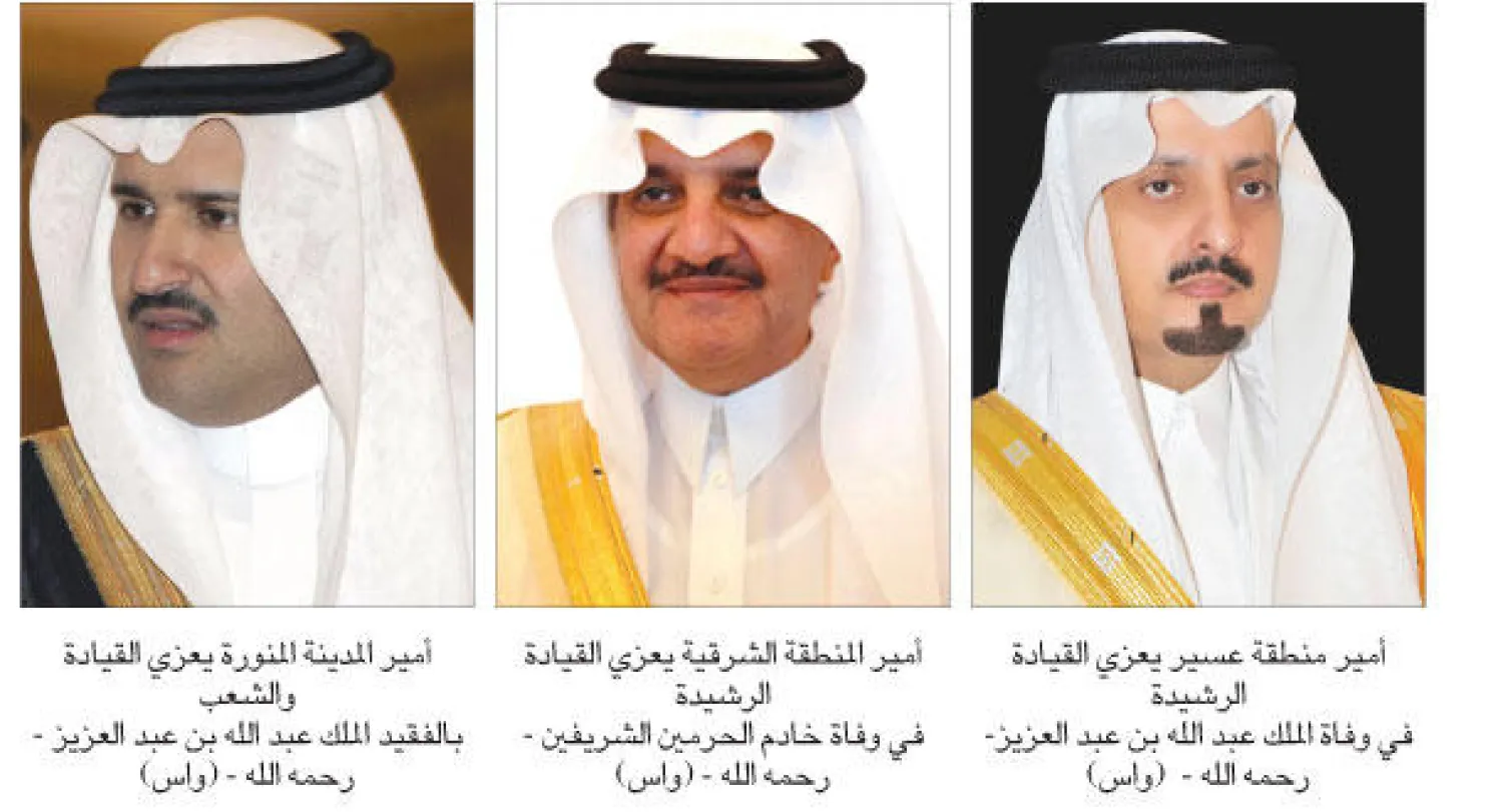 أمراء المناطق يتلقون البيعة للقيادة السعودية والتعازي في وفاة الملك عبد الله