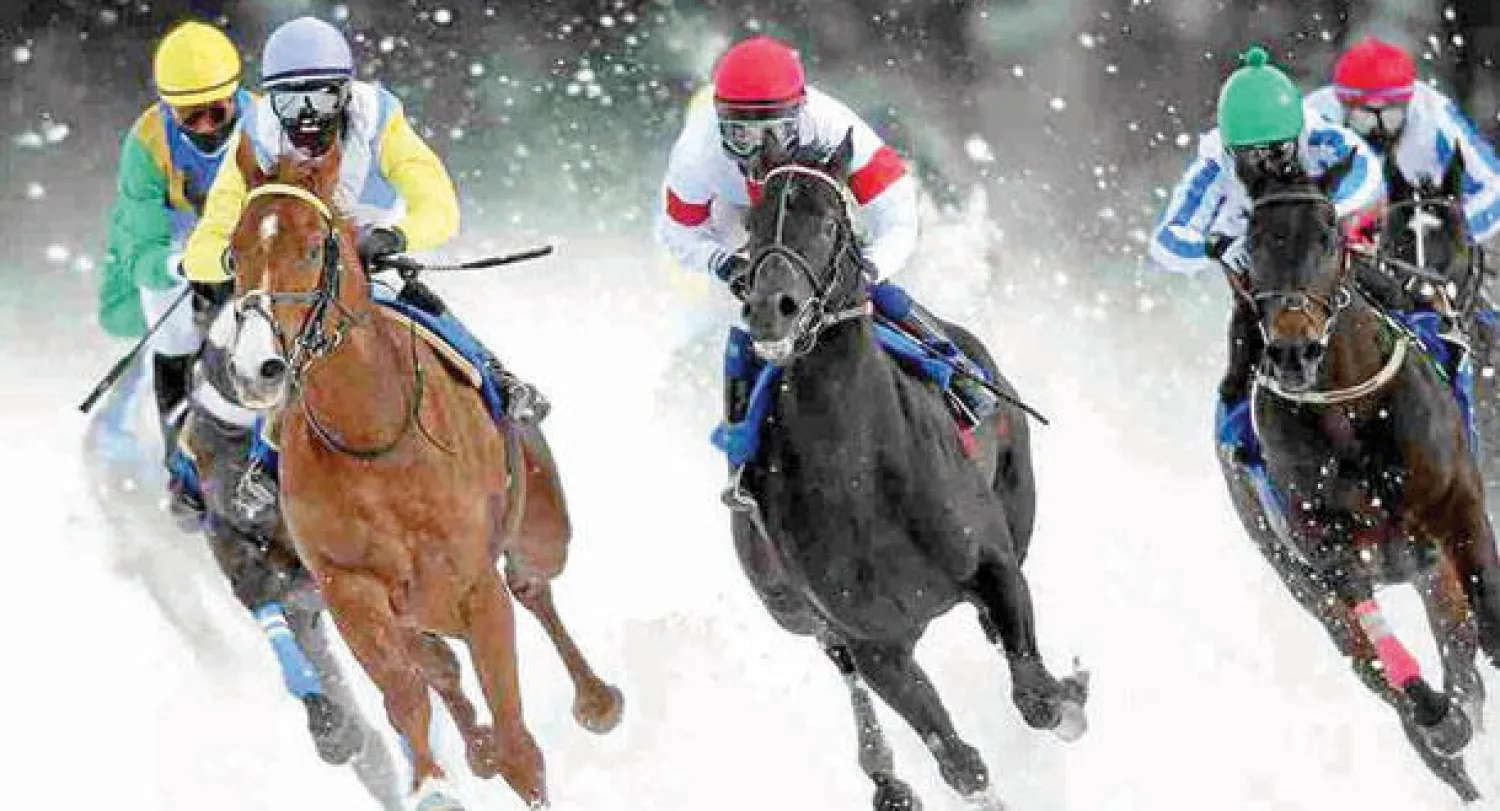 سويسرا تحتضن سباقًا للخيول العربية على الجليد