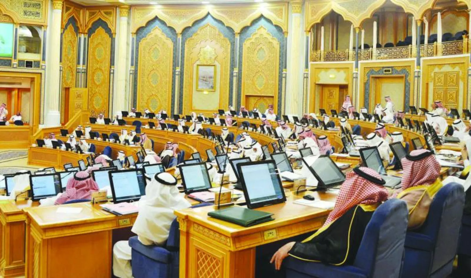 جانب من جلسة مجلس الشورى التي شهدت مناقشة تقرير وزارة العدل وعدد من الموضوعات في الشأن المحلي والاقتصادي (واس)