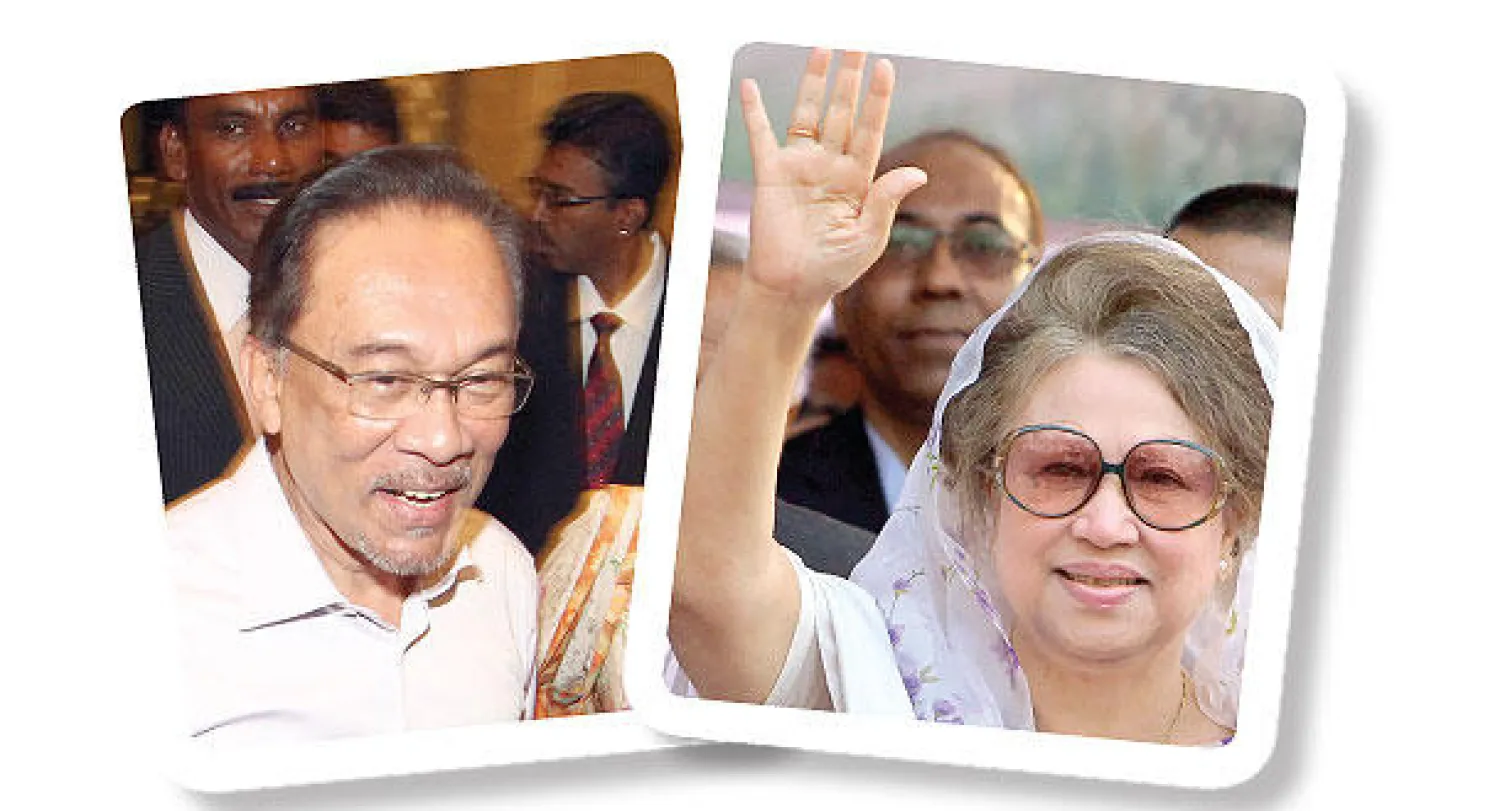 خالدة ضياء (أ.ب) وأنور إبراهيم (أ.ب)