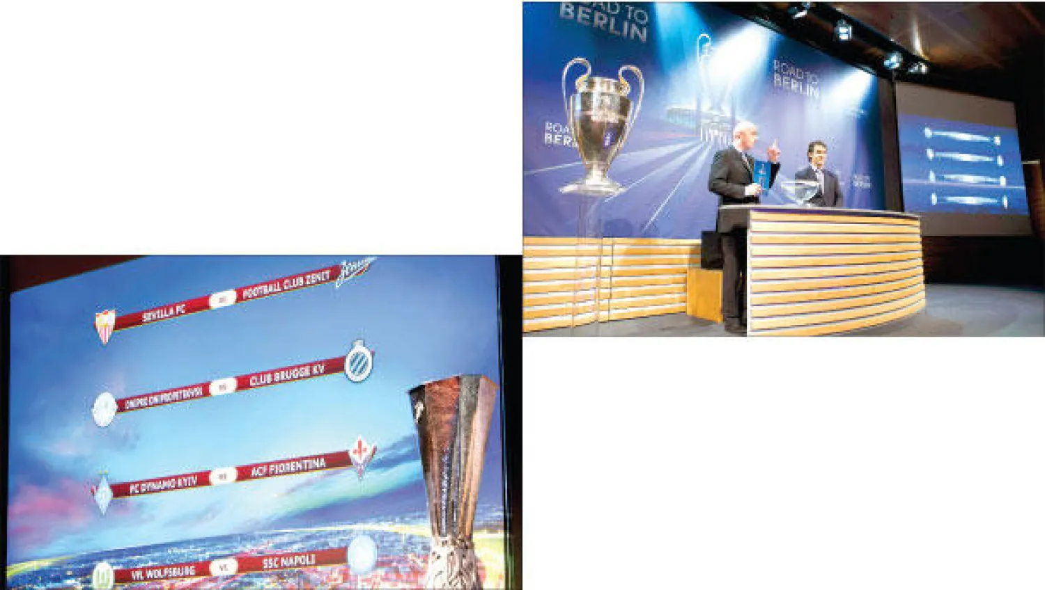 مراسم قرعة دوري الأبطال (إ.ب.أ)، و نتائج قرعة الدوري الأوروبي (إ.ب.أ)