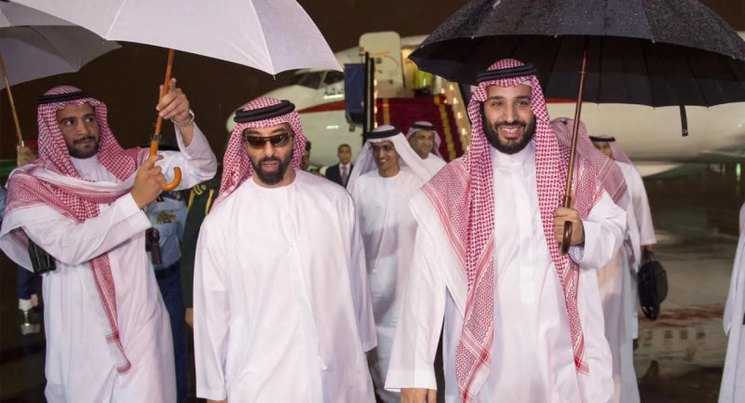 الأمير محمد بن سلمان وإلى جواره الشيخ طحنون بن زايد آل نهيان (واس) 