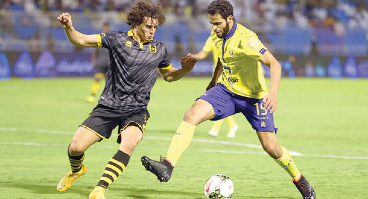 من مباراة سابقة بين الاتحاد والنصر في دوري المحترفين السعودي («الشرق الأوسط»)