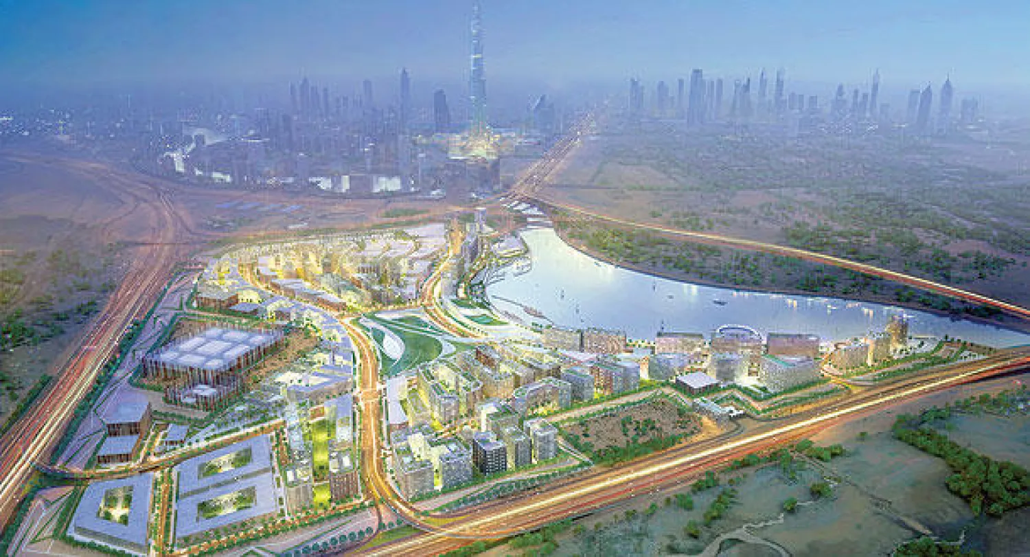 صورة تخيلية لحي دبي للتصميم.. وفي الإطار د. أمنية الرستماني («الشرق الأوسط»)