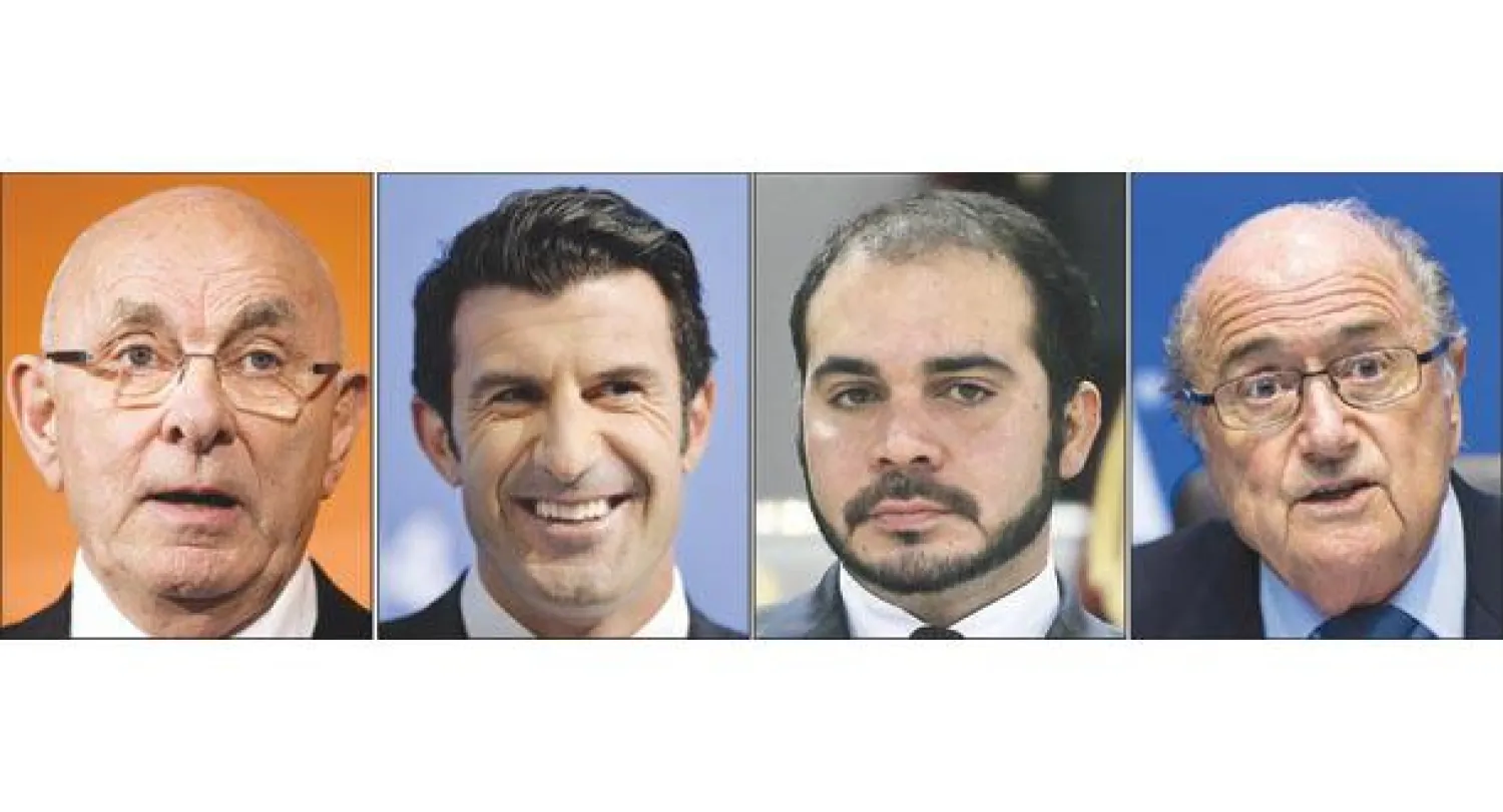 بلاتر والأمير علي بن الحسن وفيغو وفان براغ  يحضرون اجتماعات الاتحاد الأفريقي (أ.ف.ب)