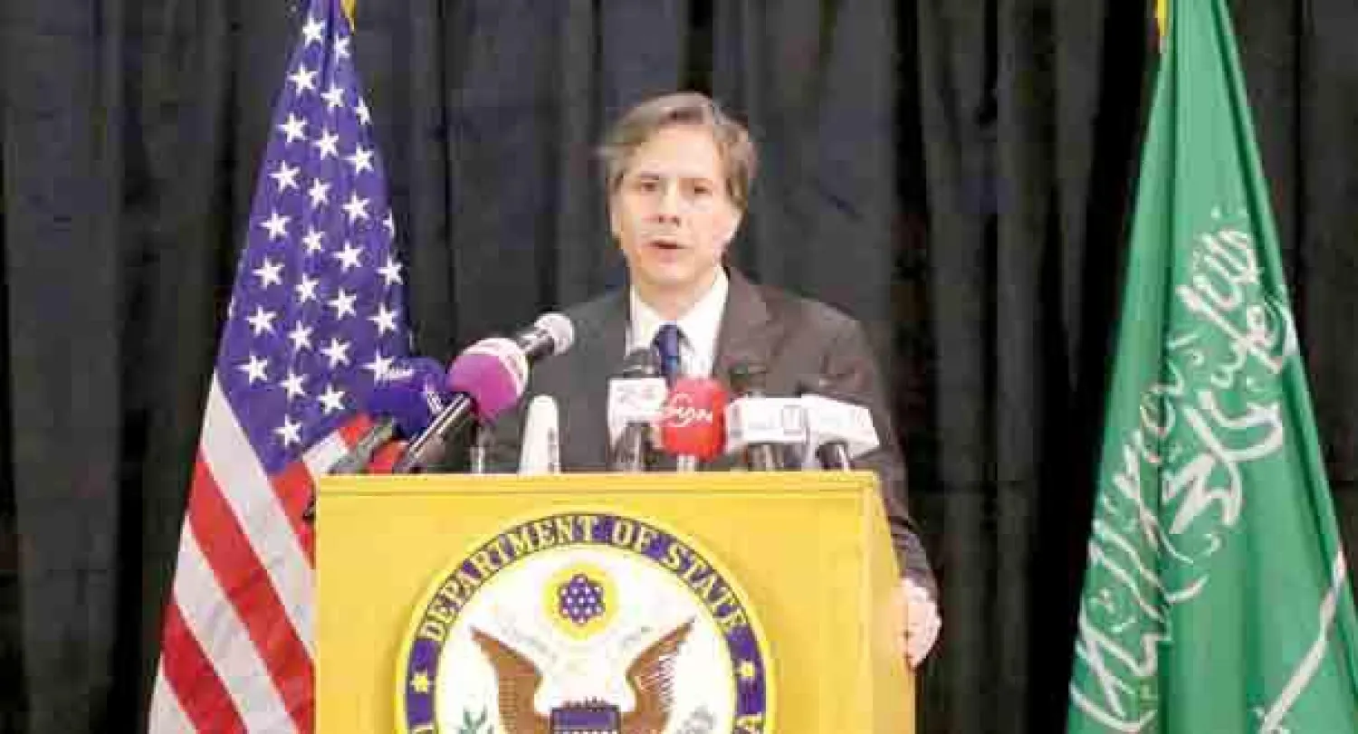 جانب من المؤتمر الصحافي الذي عقده نائب وزير الخارجية الأميركي بالرياض أمس (تصوير: إقبال حسين)