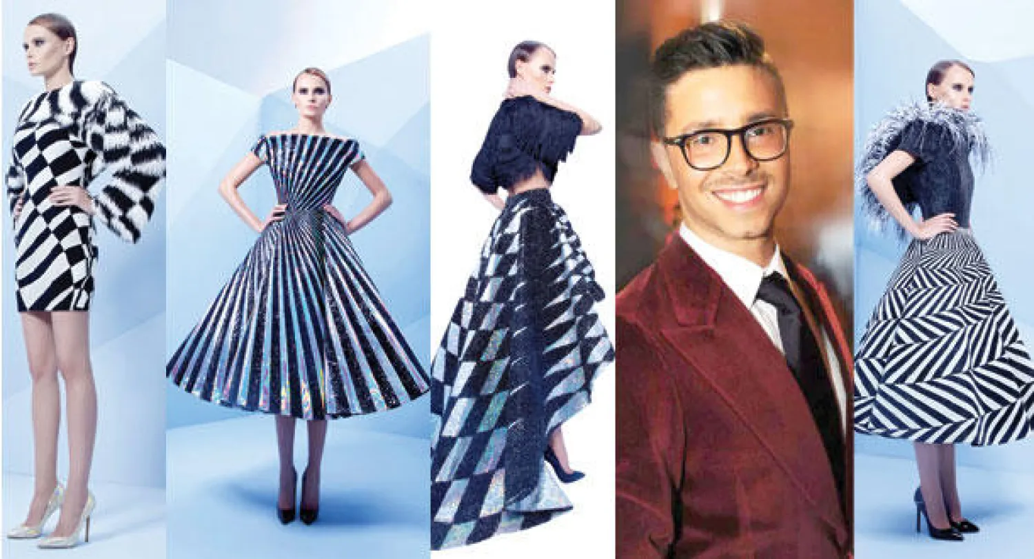 تصميم فستان يأخذك إلى حقبة الخمسينات  -  رامي قاضي  -  تصميم يستعرض خيالا خصبا وقدرة على الإبداع  -  بعض التصاميم جاءت ثلاثية الأبعاد فخففت من سمك الأقمشة