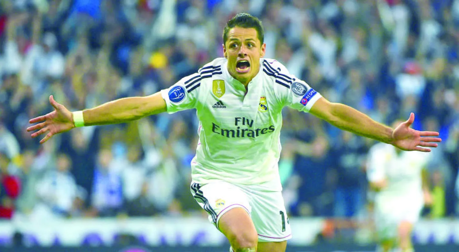 هيرنانديز يحتفل بهدفه الذي منح الريال التأهل لقبل النهائي (أ.ف.ب)