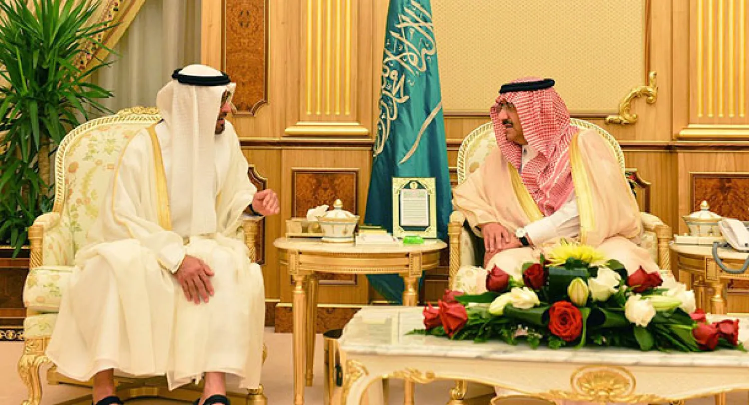 ولي العهد السعودي لدى استقباله ولي عهد أبو ظبي في الرياض (واس)