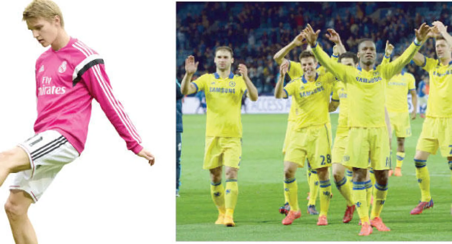 تشيلسي يحتاج إلى فوز إضافي على بالاس للتتويج باللقب بعد فرحة الفوز الأخير على ليستر (إ.ب.أ)، موهبة ريال مدريد النرويجية الواعدة أوديغارد (أ.ف.ب)