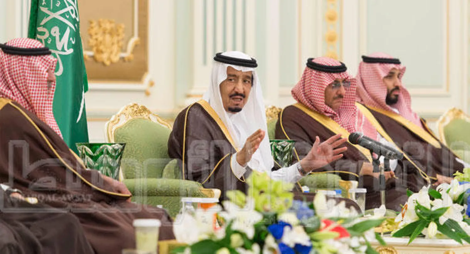 الملك سلمان والأمير مقرن بن عبد العزيز وولي العهد الأمير محمد بن نايف وولي ولي العهد الأمير محمد بن سلمان (تصوير : بندر الجلعود)