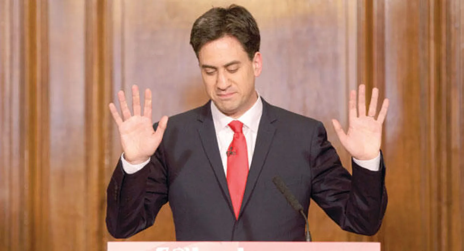 ميليباند لدى إعلان استقالته في لندن أمس (أ.ب)