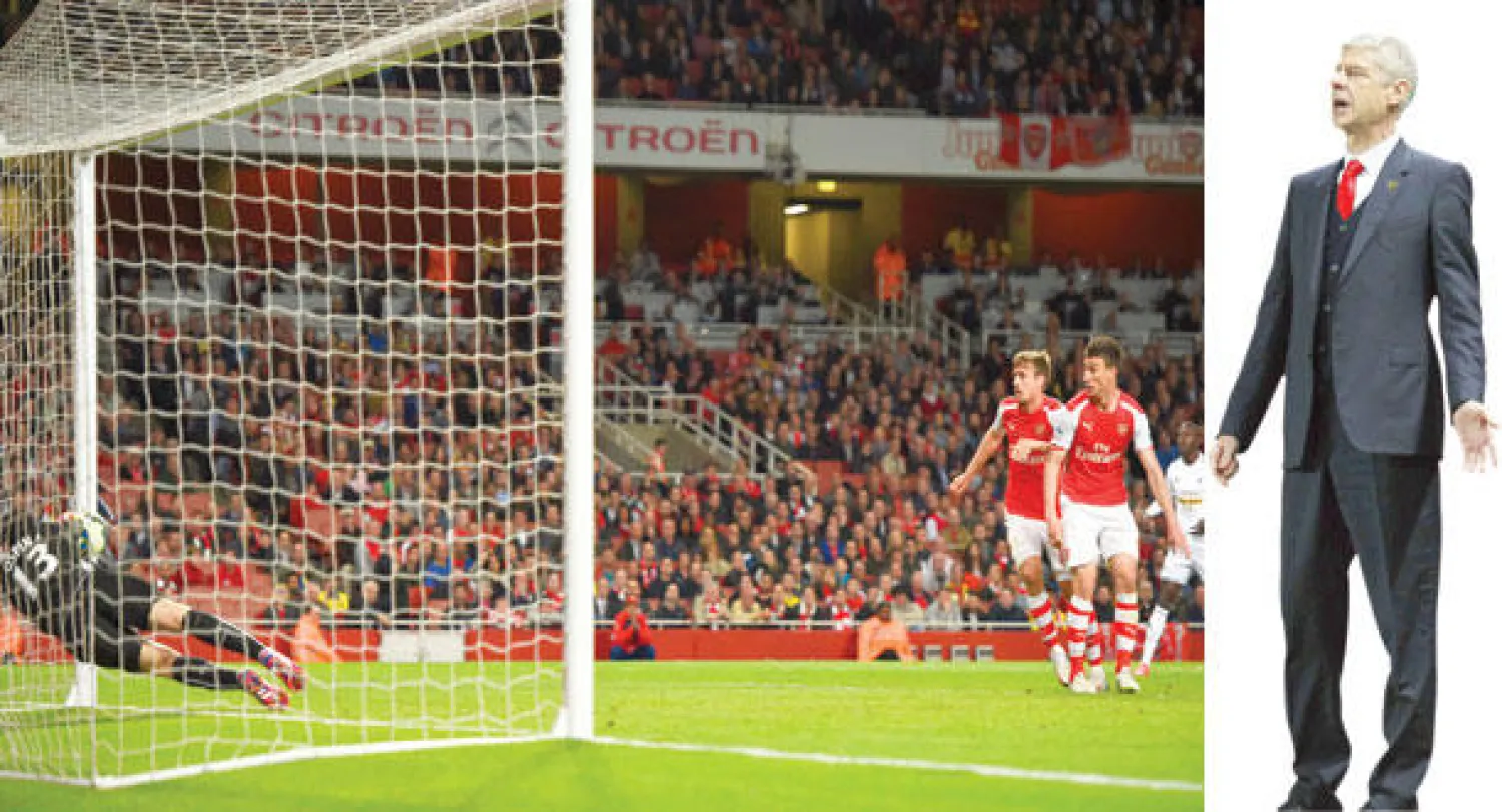 فينغر انتقد بشدة خطة سوانزي (أ.ف.ب)  -  هدف سوانزي في شباك آرسنال الذي حسمته التكنولوجيا (رويترز)