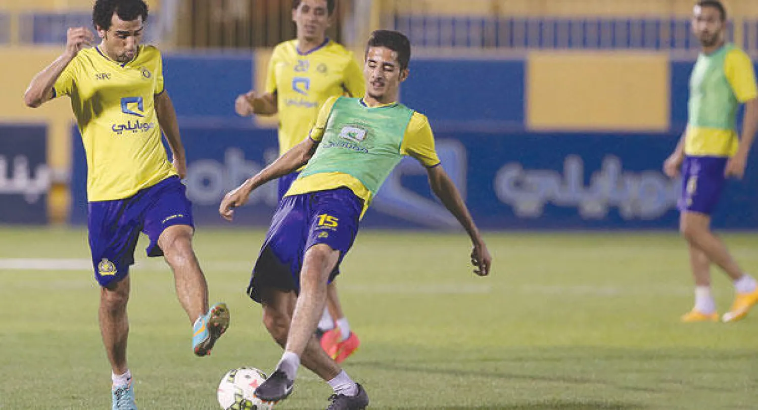 من تدريبات النصر استعدادا لملاقاة الشباب اليوم (المركز الإعلامي بنادي النصر)