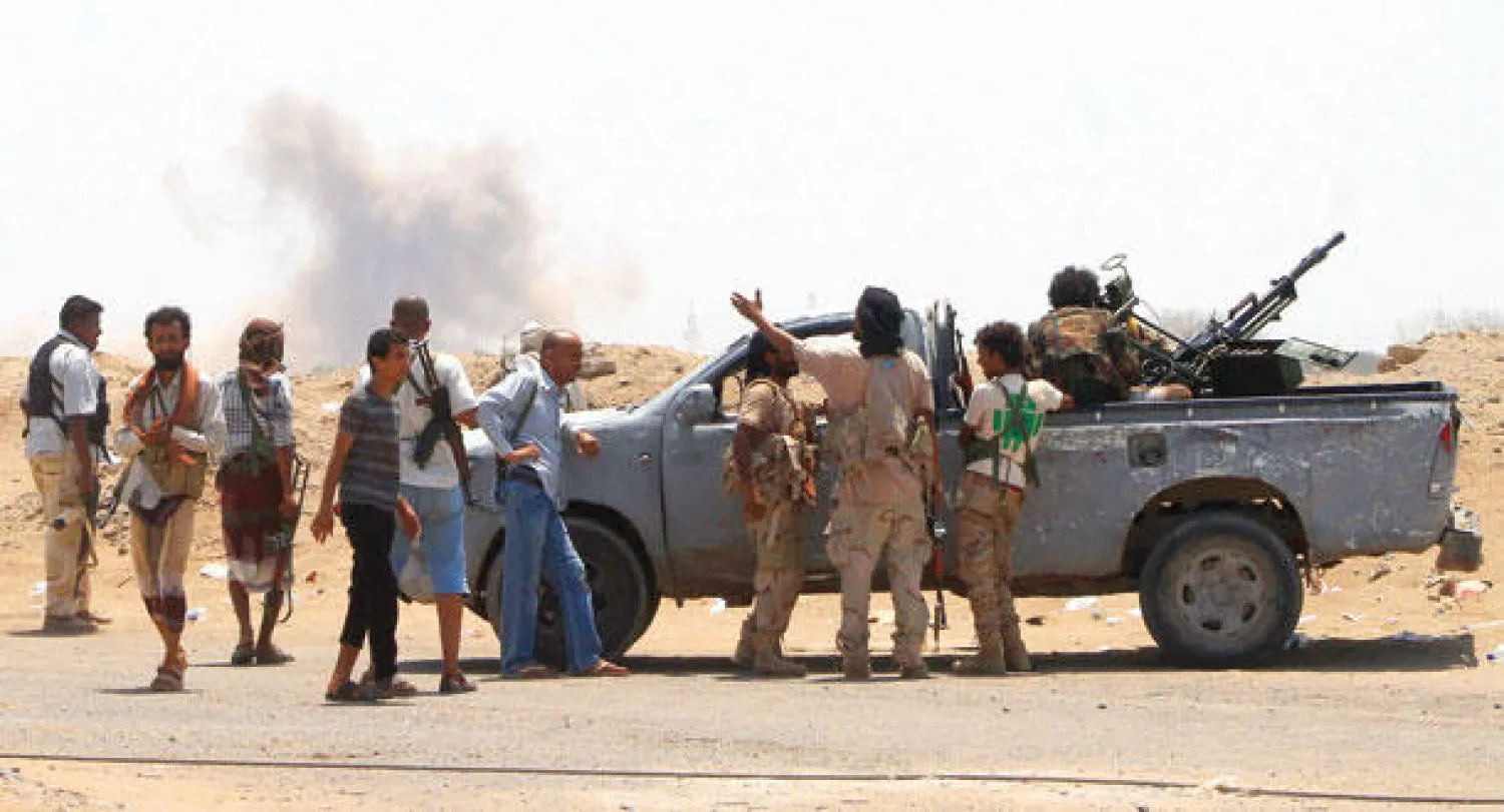 قوات يمنية موالية للرئيس اليمني هادي في عدن أمس (أ.ف.ب)