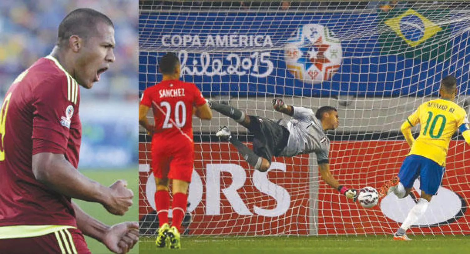 نيمار المتألق يتعادل للمنتخب البرازيلي (رويترز)  -  هدف جوزيه روندون ساهم في فوز فنزويلا (أ.ب)