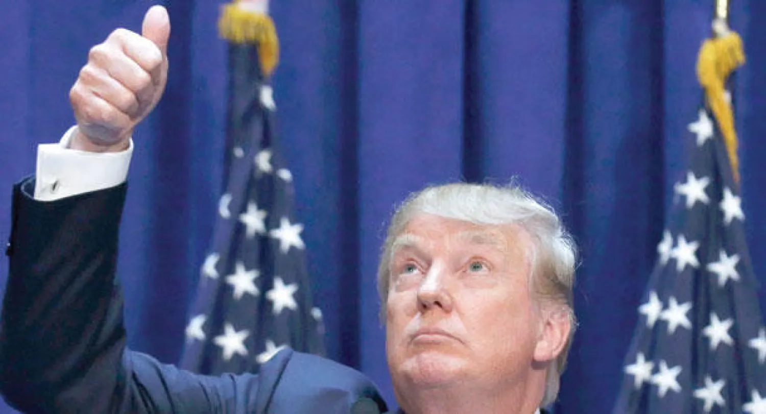 رجل الأعمال الأميركي دونالد ترامب خلال إعلانه الترشح للرئاسة في نيويورك أمس (رويترز)