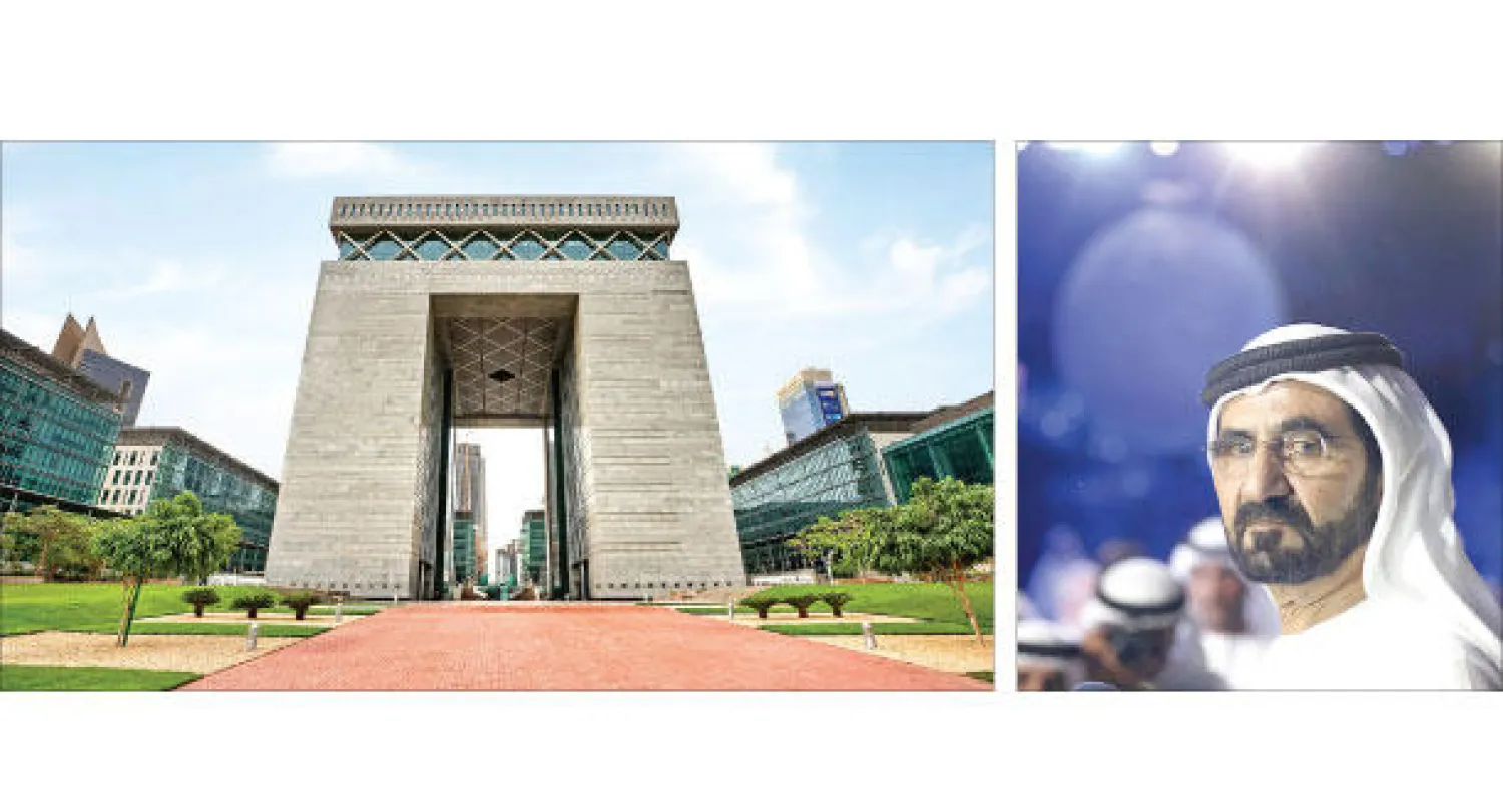 الشيخ محمد بن راشد آل مكتوم، جانب من مركز دبي المالي («الشرق الاوسط»)