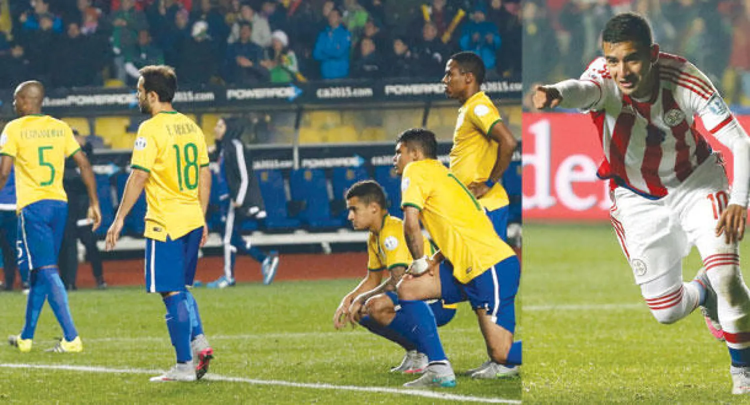 غونزاليس نجم باراغواي كانت له الكلمة لترجيح كفة بلاده أمام البرازيل (رويترز)  -  لاعبو منتخب البرازيل خرجوا يجرون أذيال الخيبة في كوبا أميركا (رويترز)