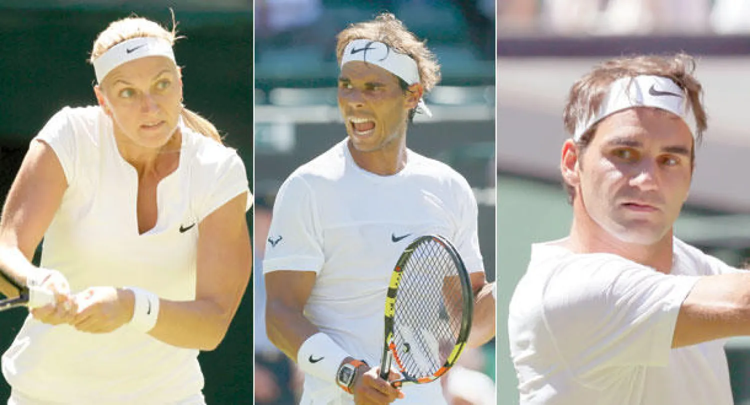 فيدرر المصنف ثانيا (أ.ب)  -  نادال المصنف العاشر (رويترز)  -  كفيتوفا حاملة اللقب (رويترز)