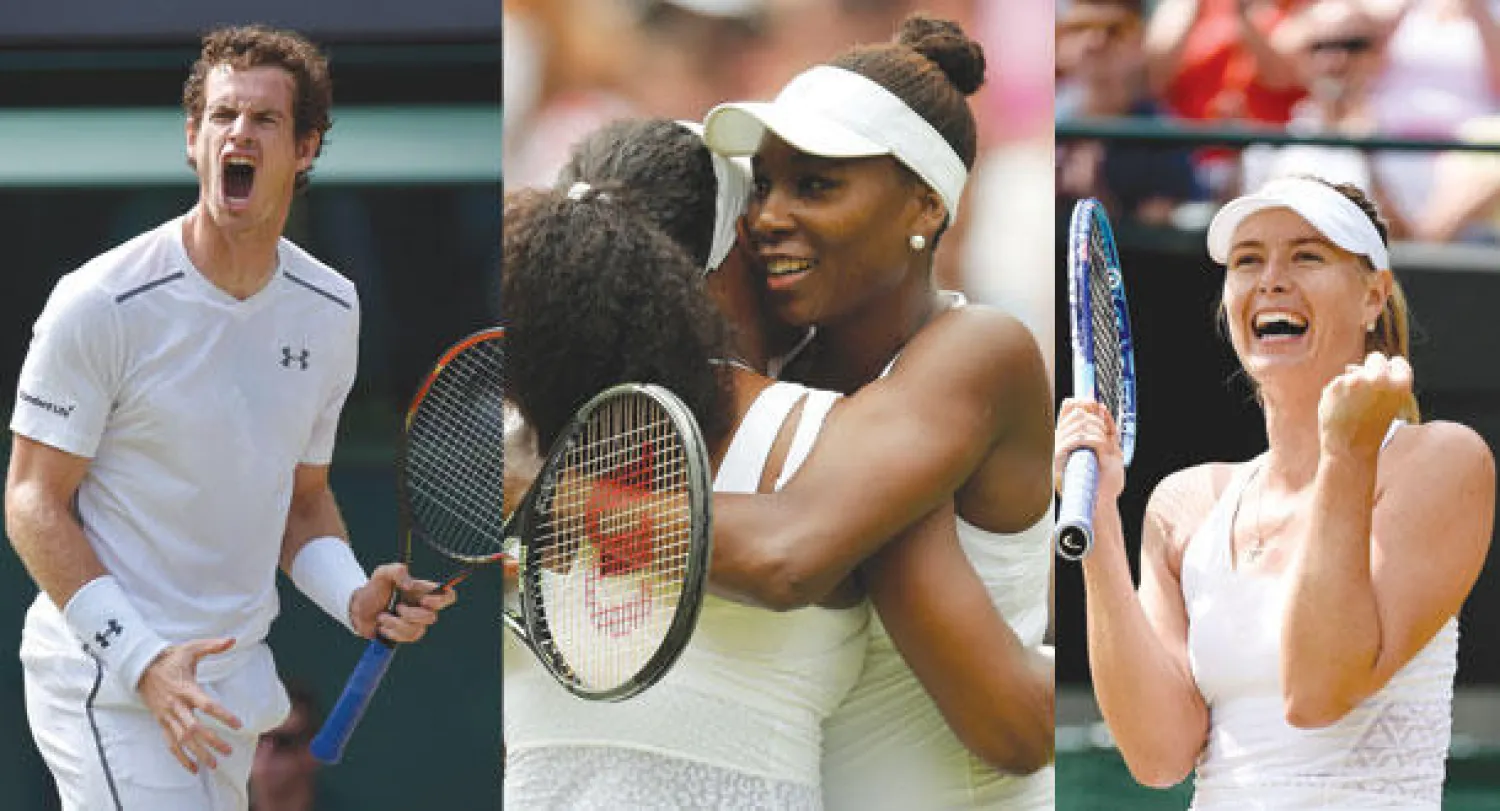 مهمة صعبة لشارابوفا في دور الثمانية أمام فاندويغ (إ.ب.أ)  -  الشقيقة المهزومة فينوس (يمين) تهنئ الفائزة سيرينا (رويترز)  -  موراي إلى دور الثمانية (رويترز)