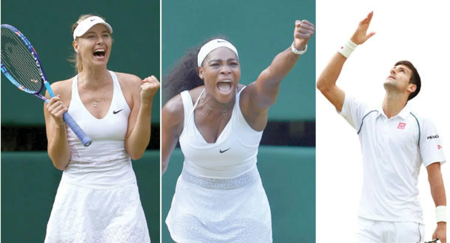 ديوكوفيتش تقدم خطوة نحو الاحتفاظ باللقب (إ.ب.أ)  -  سيرينا وليامز المصنفة اولى (رويترز)  -  شارابوفا المصنفة الرابعة (أ.ف.ب)