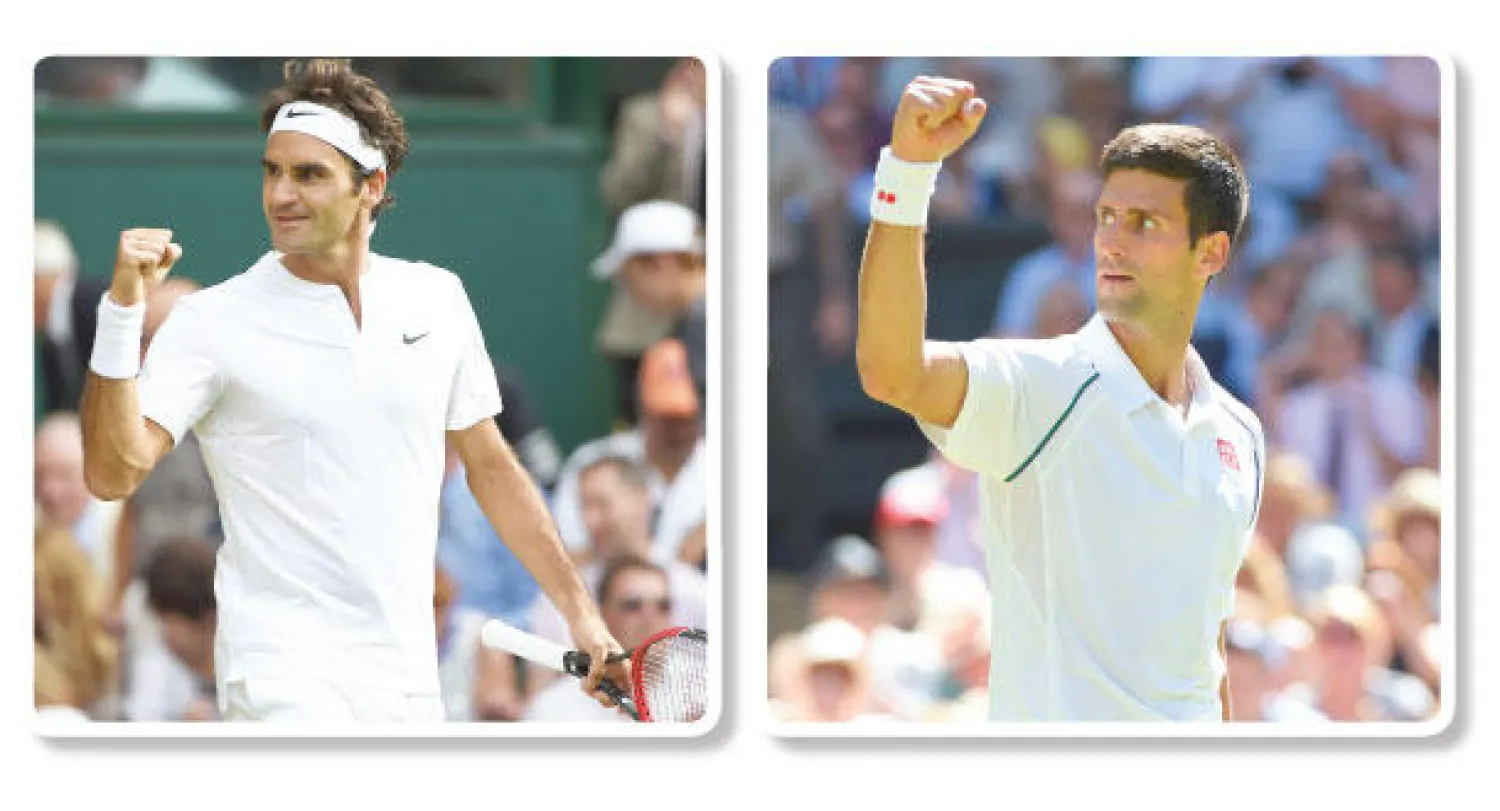 ديوكوفيتش المصنف الأول وحامل اللقب (إ.ب.أ)، فيدرر المصنف ثانيًا (إ.ب.أ)