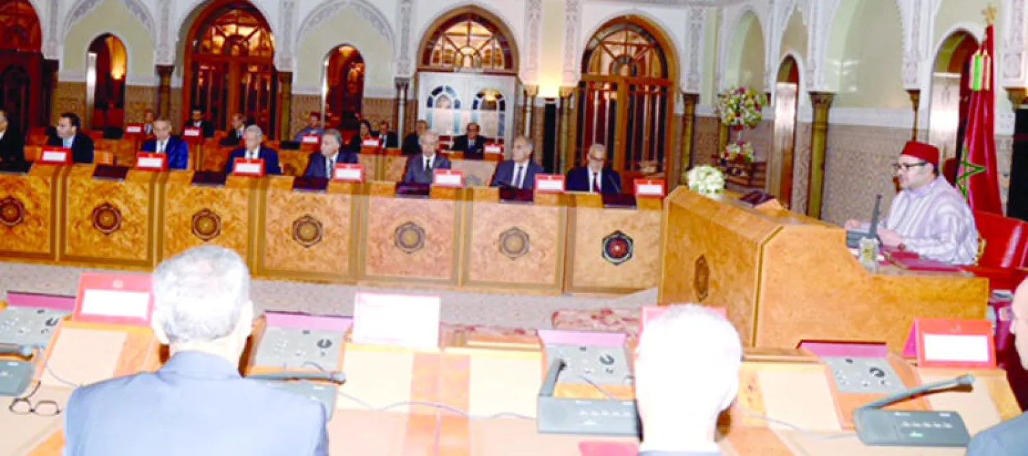 الملك محمد السادس لدى ترؤسه المجلس الوزاري في الدار البيضاء مساء أول من أمس (ماب)
