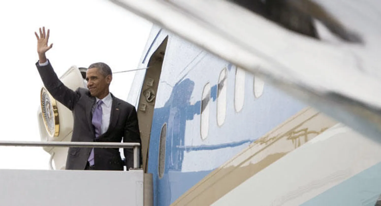 الرئيس الأميركي باراك أوباما لدى مغادرته أديس أبابا أول من أمس متجها إلى واشنطن (أ.ف.ب)