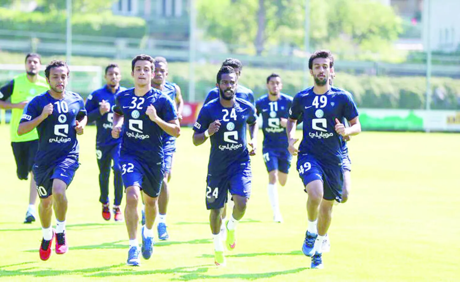 العابد مع زملائه خلال تدريبات الهلال في النمسا (المركز الإعلامي بنادي الهلال)