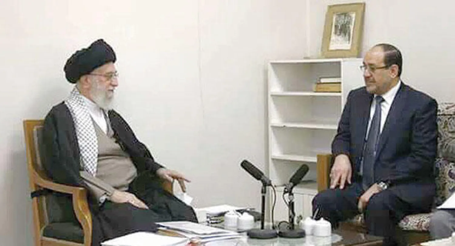 صورة من موقع نوري المالكي لدى لقائه المرشد الأعلى الإيراني علي خامنئي مساء أول من أمس