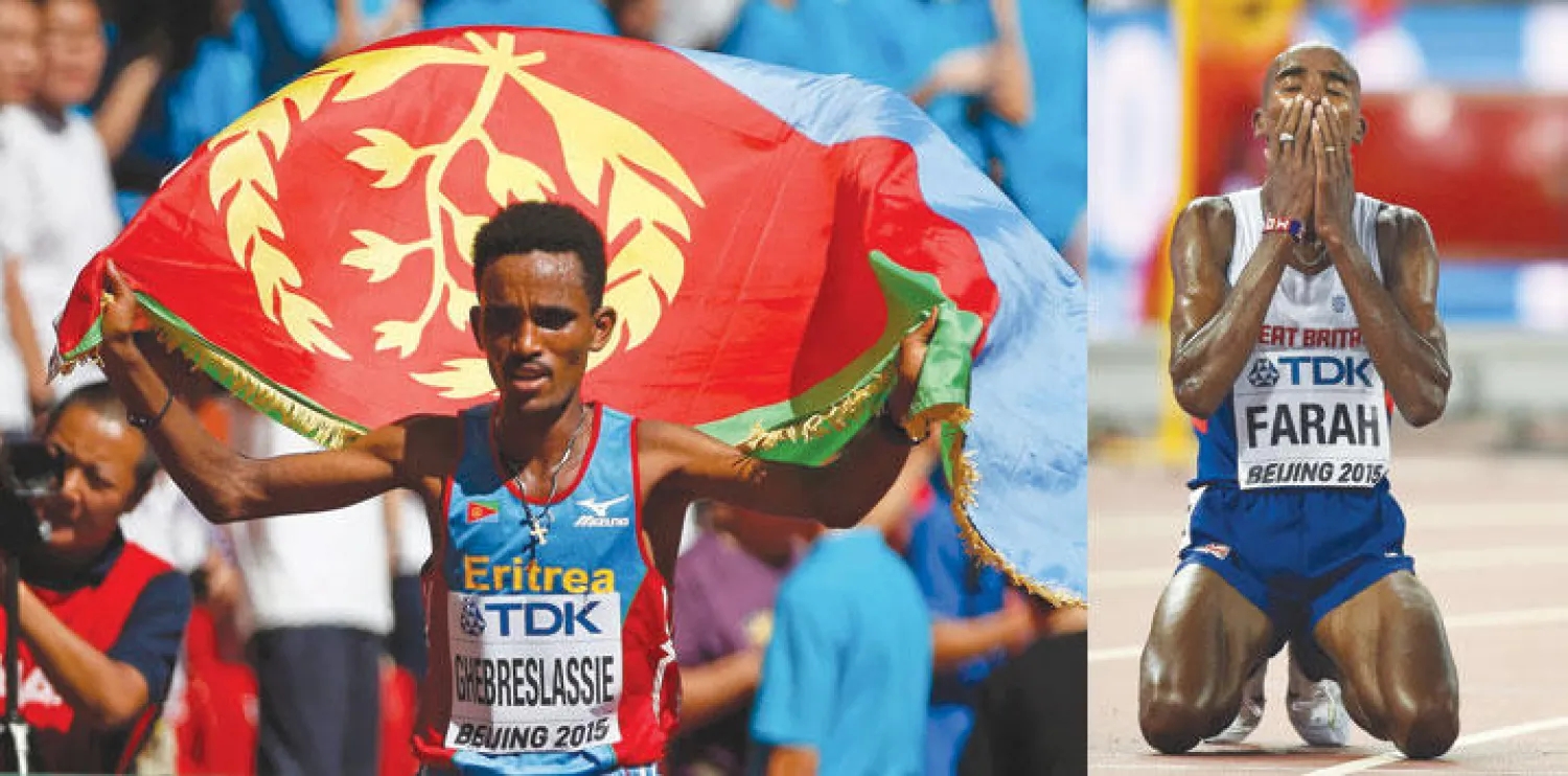 فرح يحتفظ بلقب سباق 10 آلاف متر في بطولة العالم (رويترز)  -  العداء الإريتري المغمور غيرماي غيبريسيلاسي يحقق مفاجأة مدوية في عالم الماراثون (رويترز)