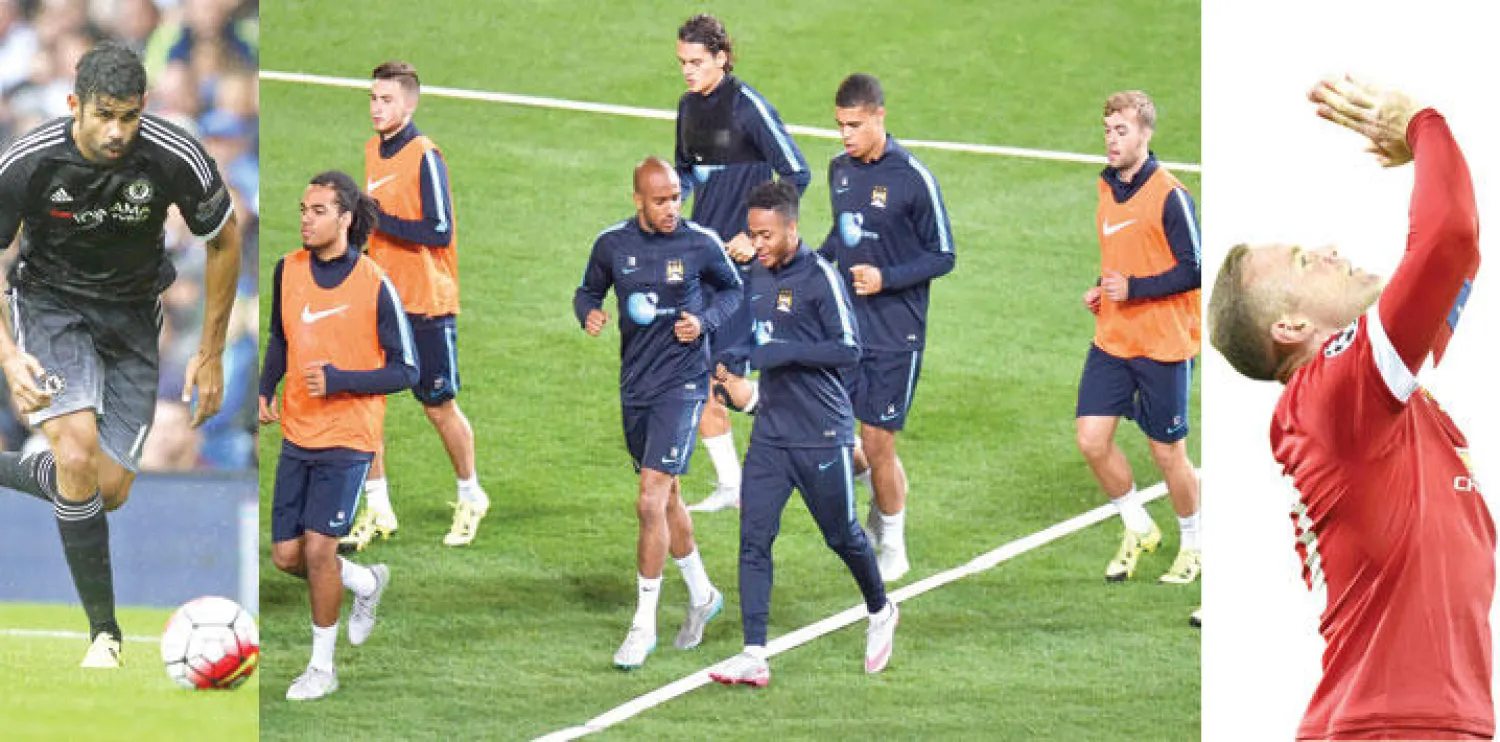 روني استعاد شهية التهديف أمام بروج البلجيكي (أ.ف.ب)  - مانشستر سيتي يسعى لعدم تكرار أخطاء الموسم الماضي (أ.ف.ب)  -  كوستا يتطلع لاستعادة مستواه مع تشيلسي (أ.ف.ب)