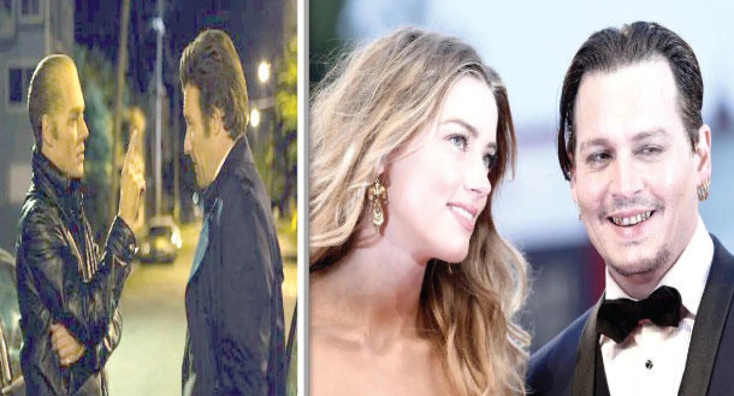 جوني دب وزوجته الممثلة الأميركية أمبر هيرد حضرا العرض الأول لفيلم «قداس أسود} في مهرجان فينسيا الدولي للسينما (إ.ب.أ)،  لقطة من «قداس أسود»: دَب وجويل إدغرتون