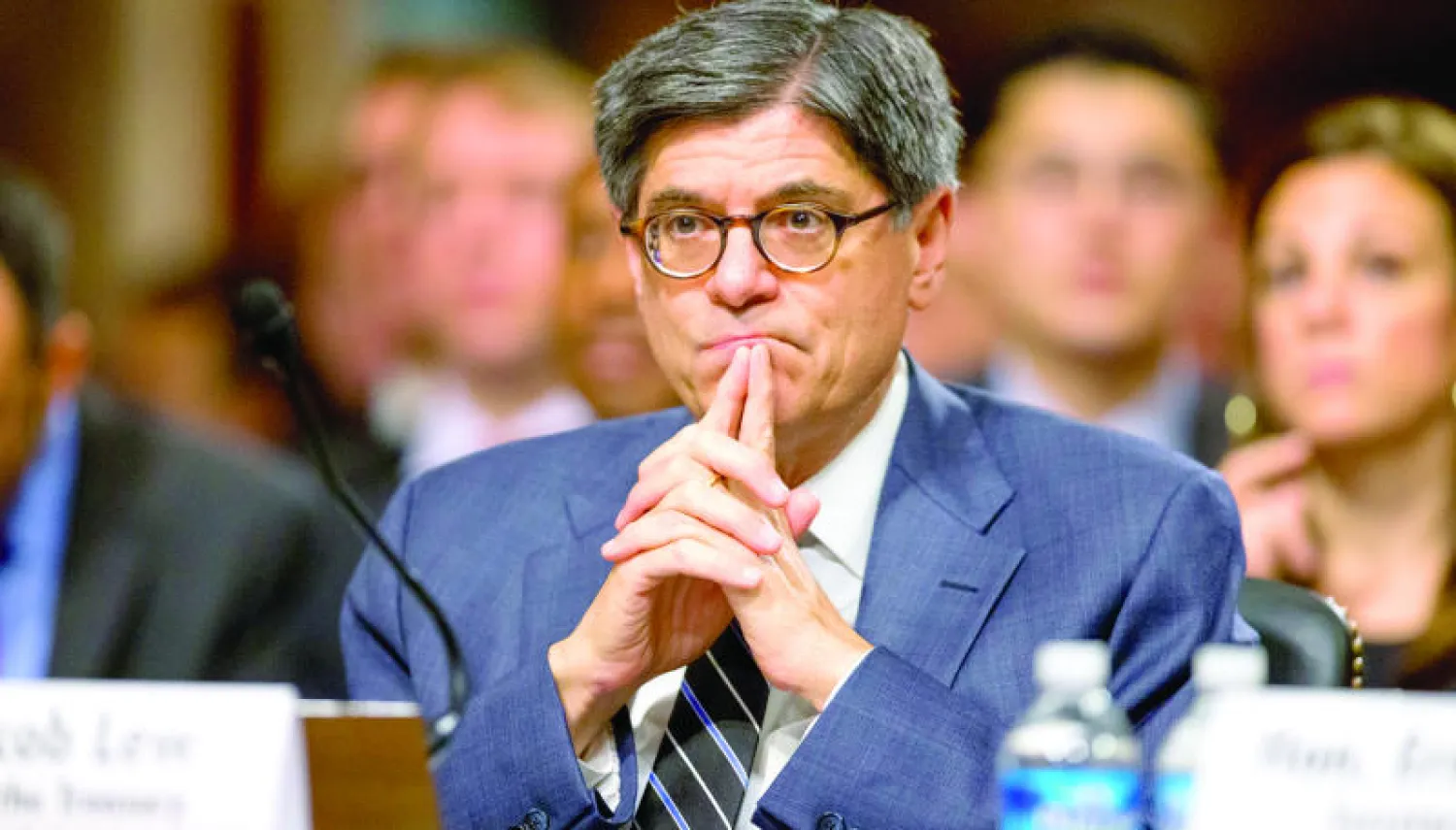 وزير الخزانة جاك ليو في جلسة استماع للجنة العلاقات الخارجية في مجلس الشيوخ في كابيتول هيل في واشنطن لاستعراض الاتفاق النووي الايراني (أ.ف.ب)