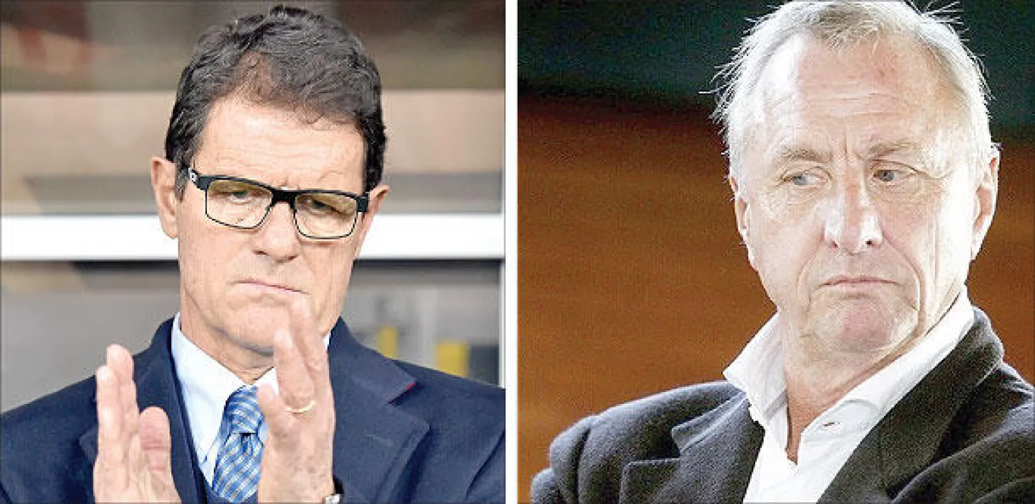 كرويف اسطورة هولندا (الشرق الاوسط) والإيطالي كابيلو ( ا ف ب)