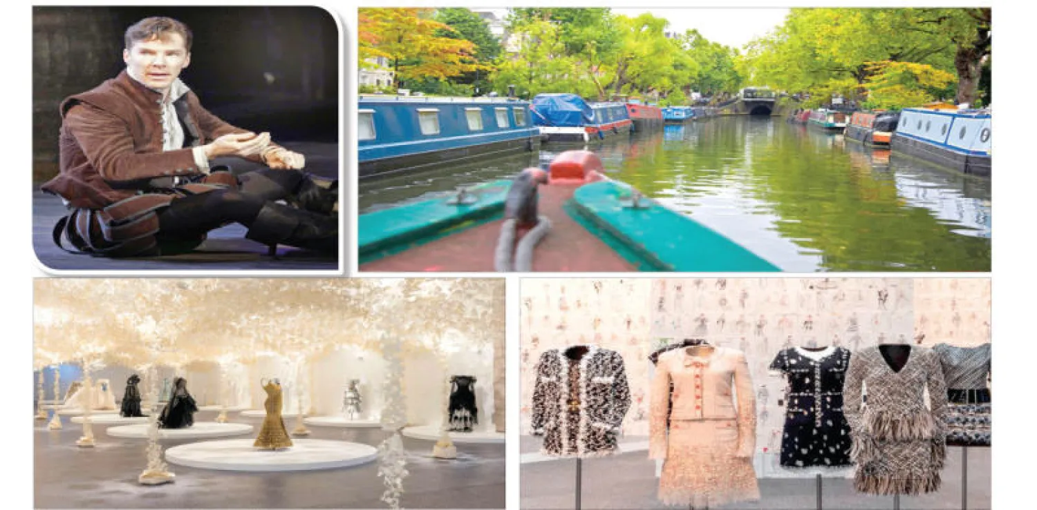 لندن تحتفل هذا الشهر أيضًا بقنواتها المائية من خلال تنظيم رحلات سياحية للمهتمين، و الممثل بينديكت كامبرباتش في لقطة من «هاملت»، و جانب من معرض «مادموازيل بريفيه» الذي تنظمه دار «شانيل» في غاليري «ساتشي»