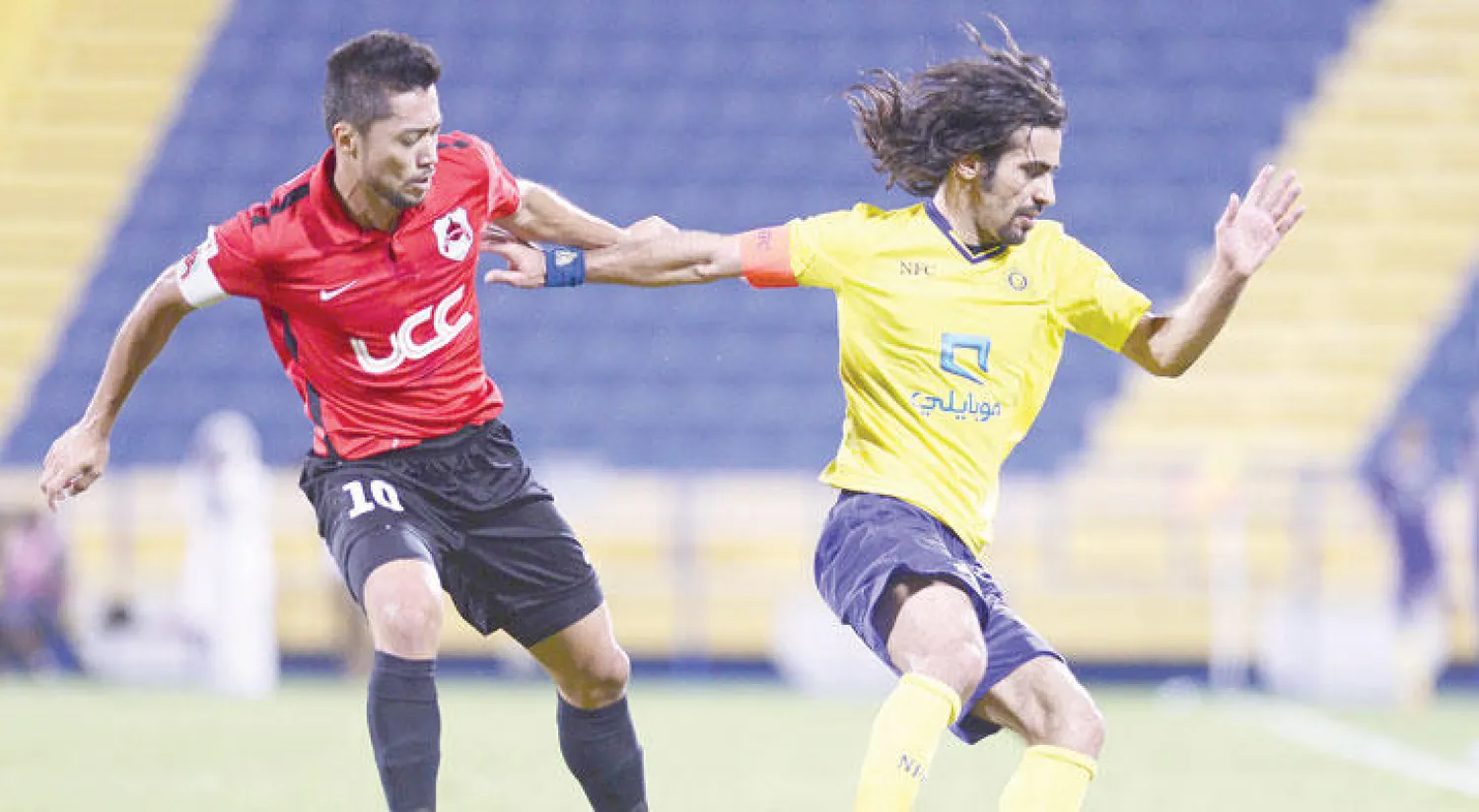 حسين عبد الغني خلال ودية النصر أمام الريان القطري أمس (المركز الإعلامي بنادي النصر)