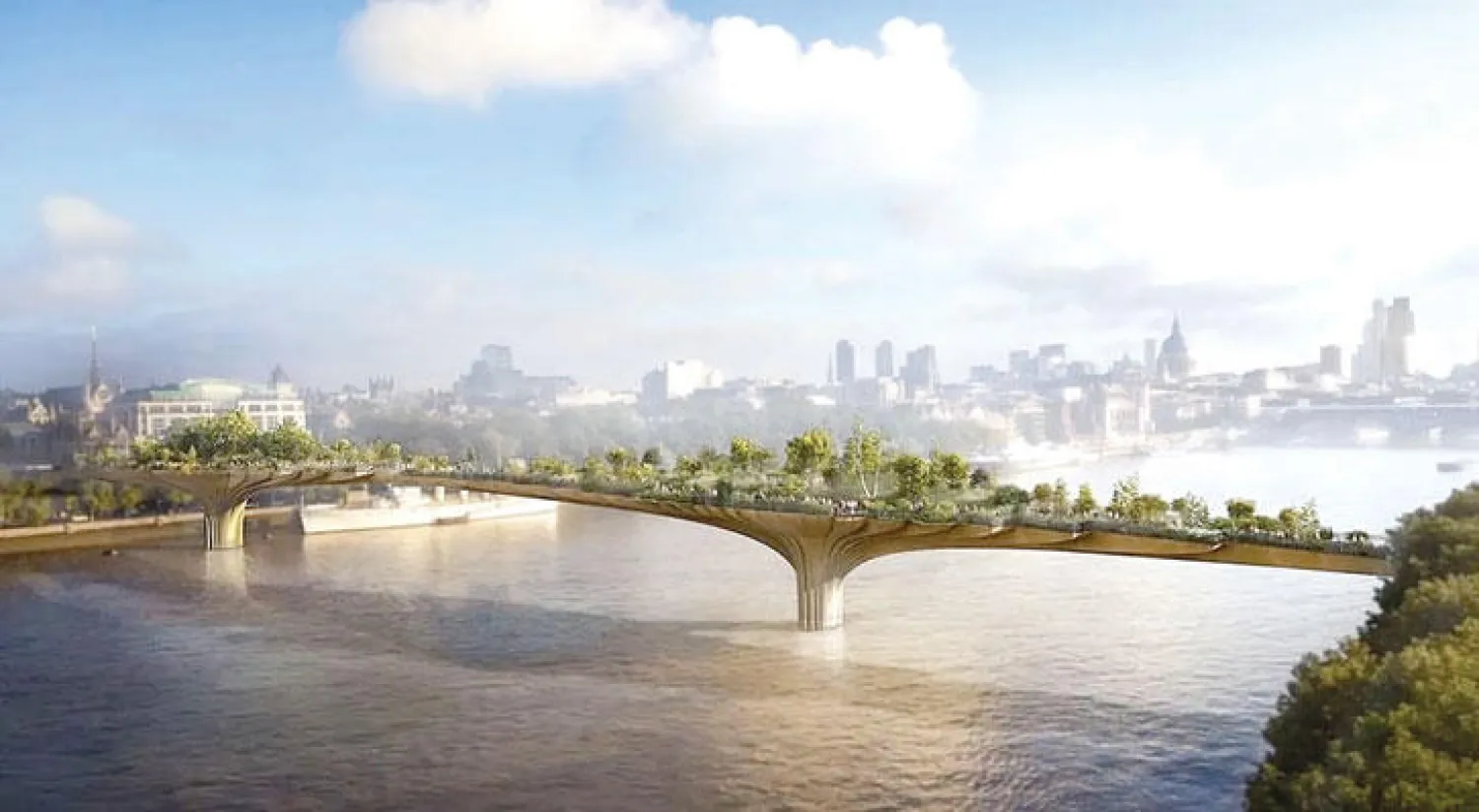 حديقة معلقة على جسر في نهر التيمس في لندن