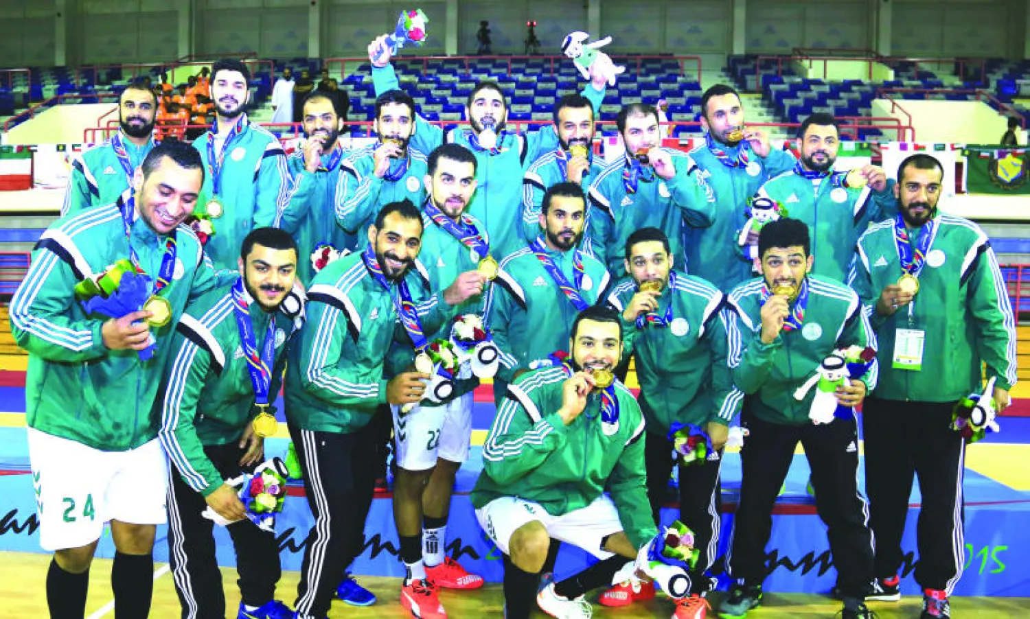 المنتخب السعودي يحقق ذهبية كرة اليد في أولمبياد الخليج أمس (تصوير: اللجنة الإعلامية بأولمبياد الخليج)