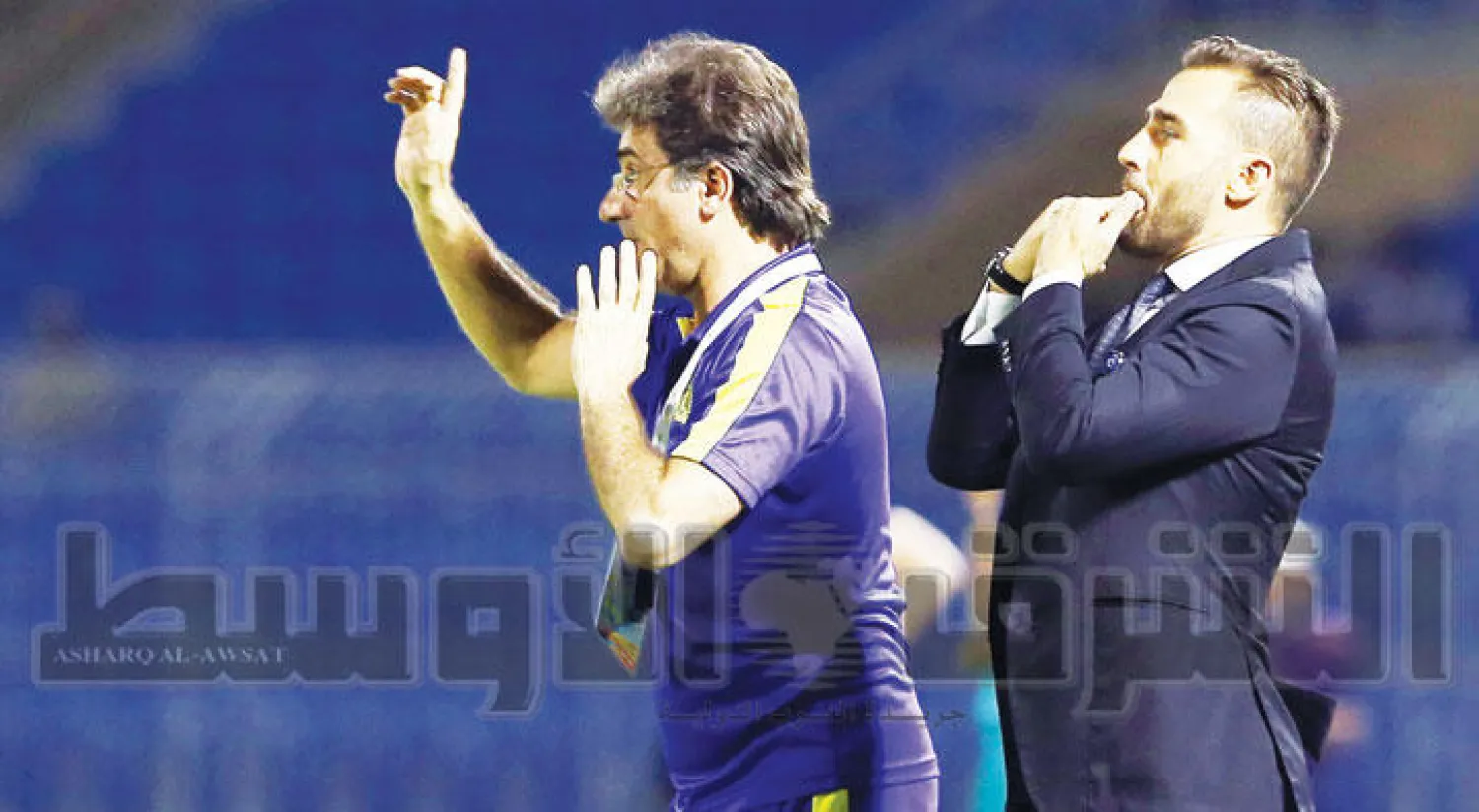 كانافارو يوجه لاعبيه في مباراة النصر الأخيرة أمام الفيصلي (تصوير: عبد العزيز النومان)