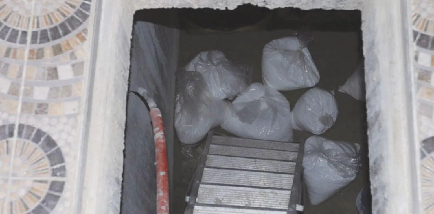 أحد مخازن المواد شديدة الانفجار الذي ضبط في البحرين أمس (بنا)