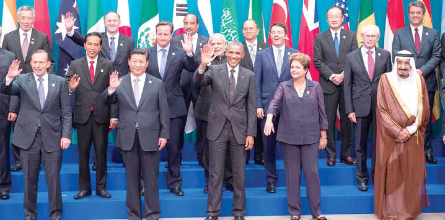 خادم الحرمين الشريفين خلال ترؤسه الوفد السعودي المشارك في قمة العشرين الماضية في أستراليا (واس)