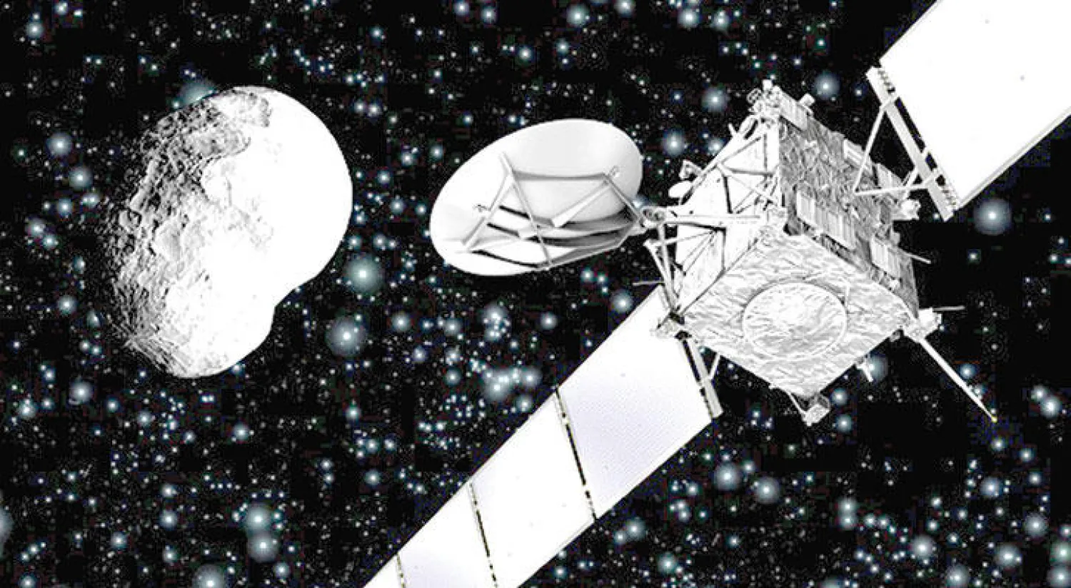 رسم تخيلي لسفينة «روزيتا» الفضائية قرب مذنب «بي67»